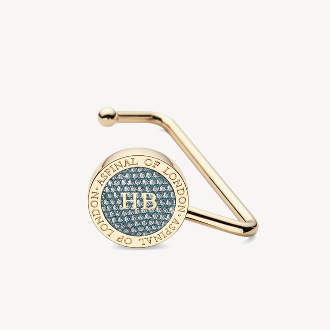 Aspinal Handbag Hook Peacock Blue Lizard