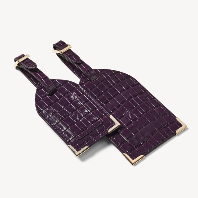 Set of 2 Luggage Tags Deep Shine Fig Small Croc