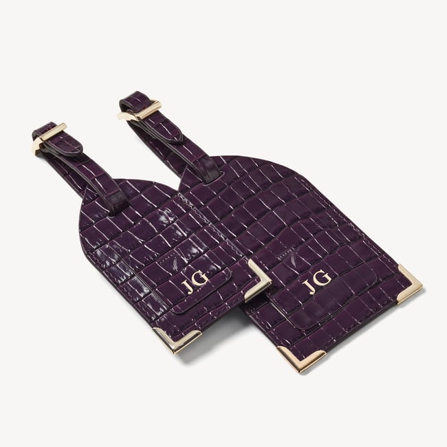 Set of 2 Luggage Tags Deep Shine Fig Small Croc