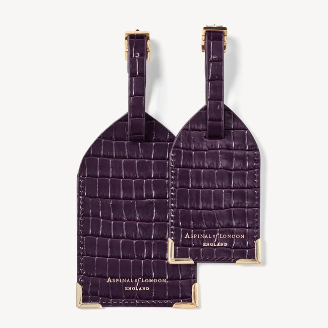 Set of 2 Luggage Tags Deep Shine Fig Small Croc