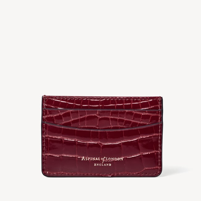 Slim Credit Card Holder Merlot Patent Croc