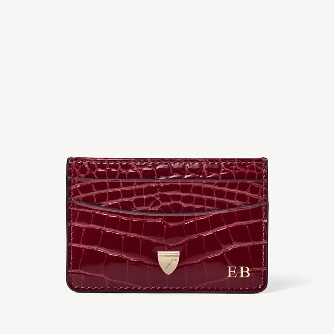 Slim Credit Card Holder Merlot Patent Croc
