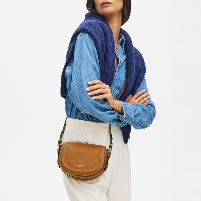 Small Stella Satchel Crossbody Smooth Tan