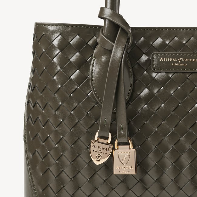 Midi London Tote Evergreen Woven Leather