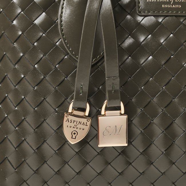 Midi London Tote Evergreen Woven Leather
