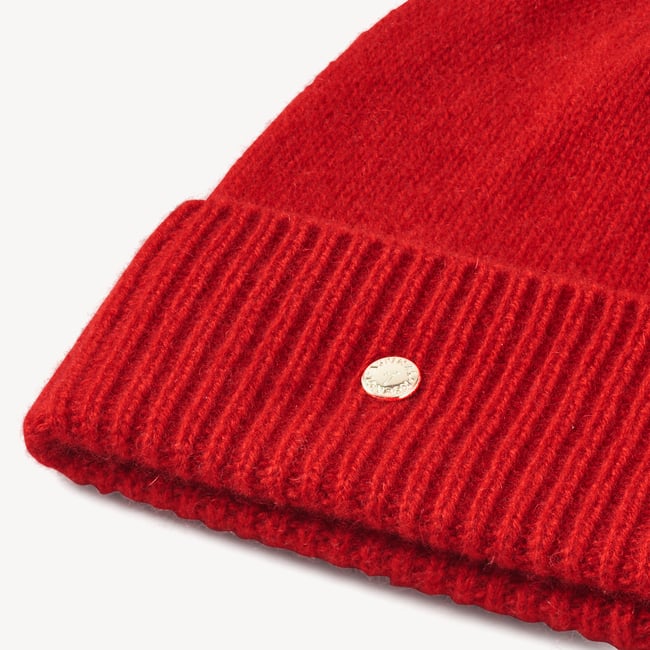 Pure Cashmere Beanie Hat Ruby Red Cashmere