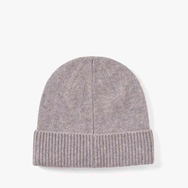 Pure Cashmere Beanie Hat Mid Grey Melange Cashmere