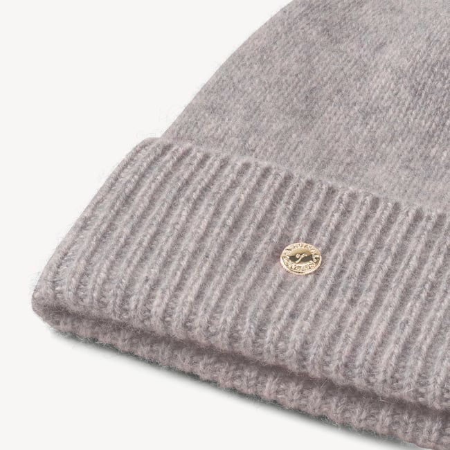 Pure Cashmere Beanie Hat Mid Grey Melange Cashmere