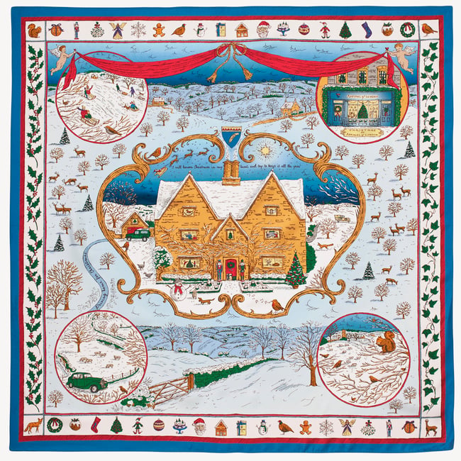 The Night Before Christmas Silk Scarf Multi-Coloured Pure Silk