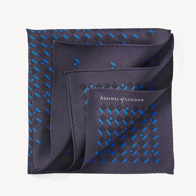 Pure Silk Pocket Square Navy Falling Shields