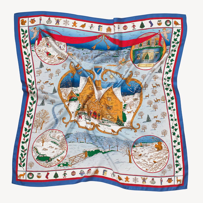 The Night Before Christmas Silk Scarf Multi-Coloured Pure Silk