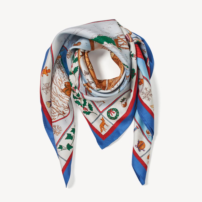 The Night Before Christmas Silk Scarf Multi-Coloured Pure Silk