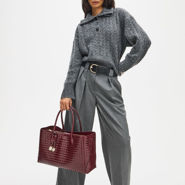 London Tote Merlot Woven Leather