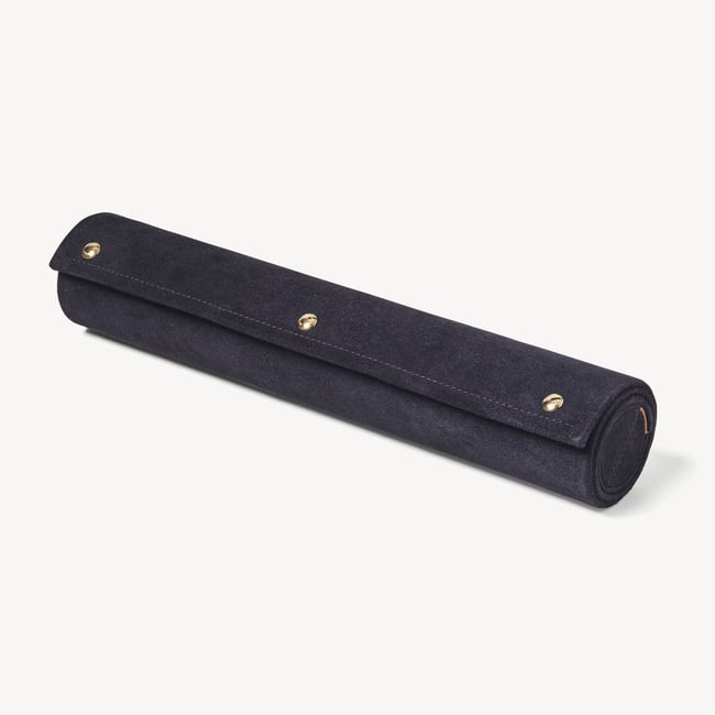 Travel Backgammon Set Navy & Cappucino Suede