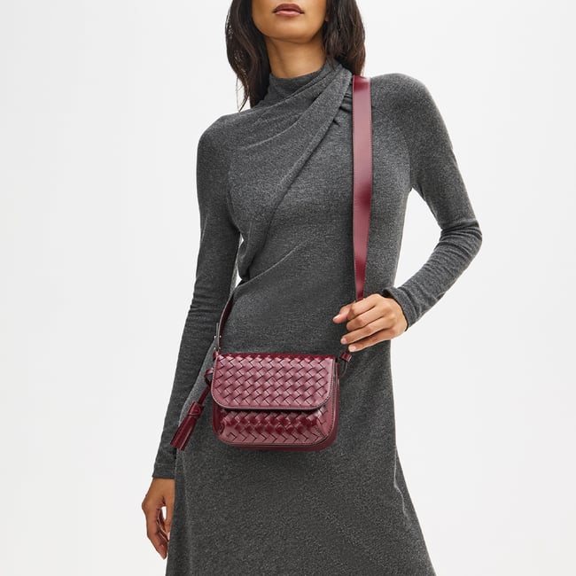 Ella Crossbody Merlot Woven Leather
