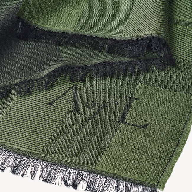 Silk Check Scarf Evergreen Silk Modal