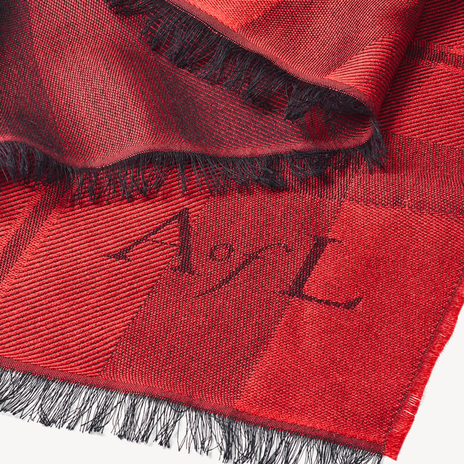 Silk Check Scarf Cardinal Red Silk Modal