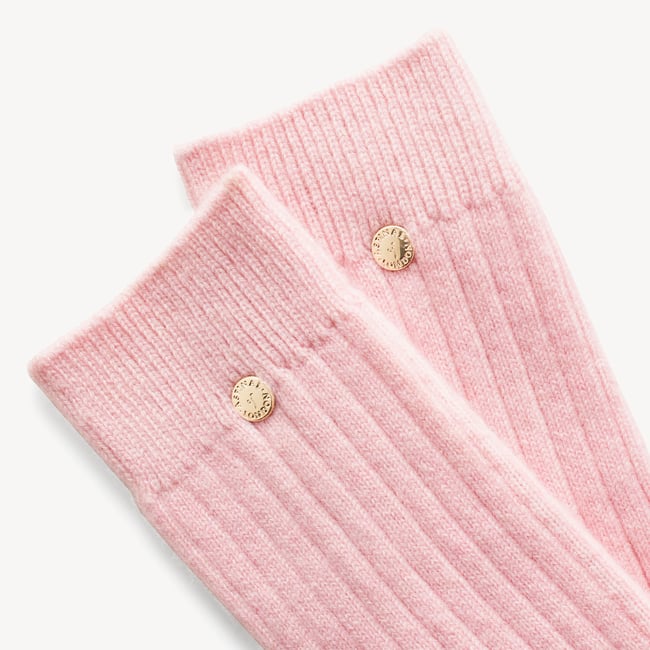 Rib Knit Cashmere Socks Pale Pink Cashmere