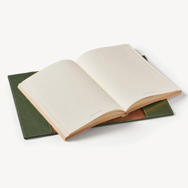 A5 Refillable Luxury Journal Racing Green Pebble with Soft Suede Lining
