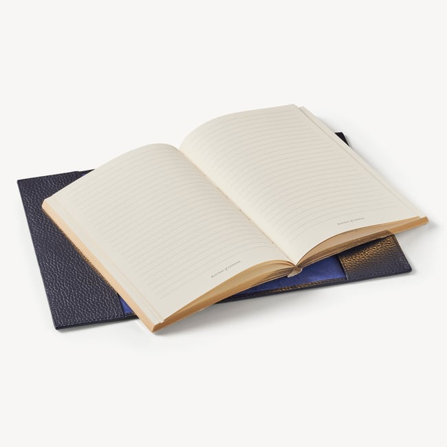 A5 Refillable Luxury Journal Navy Pebble with Soft Suede Lining