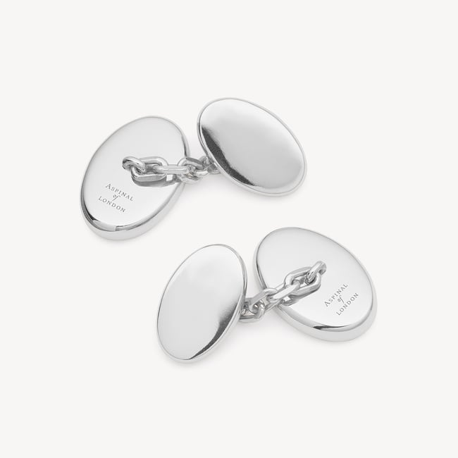 Diamond Faceted Oval Cufflinks 0.03ct Diamonds