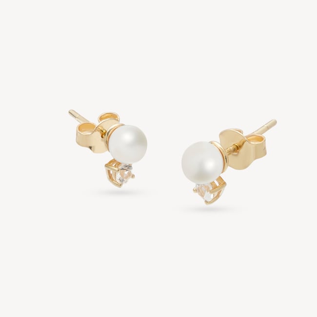 Toi Et Moi Stud Earrings Natural Pearl
