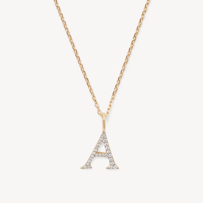 Diamond Initial A Necklace 0.114ct Diamond
