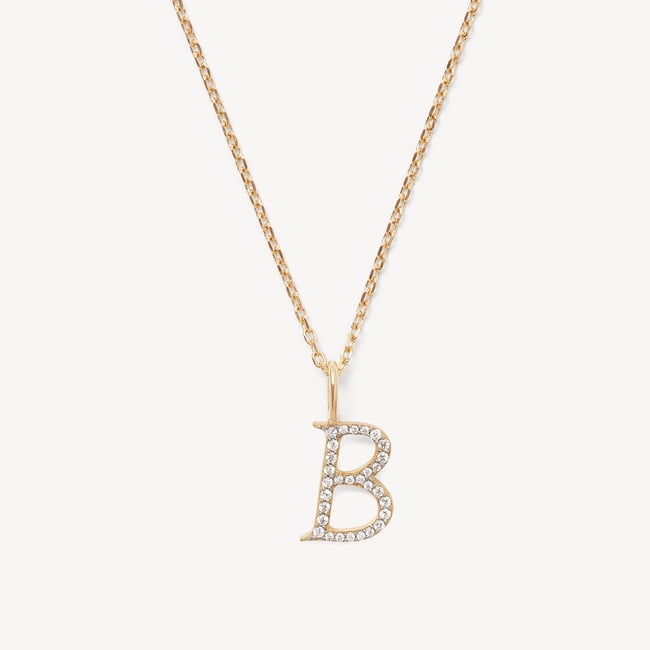 Diamond Initial B Necklace 0.136ct Diamond