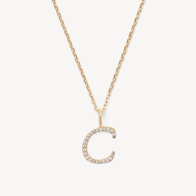 Diamond Initial C Necklace 0.148ct Diamond