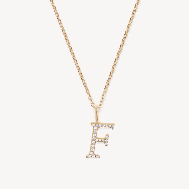 Diamond Initial F Necklace 0.113ct Diamond