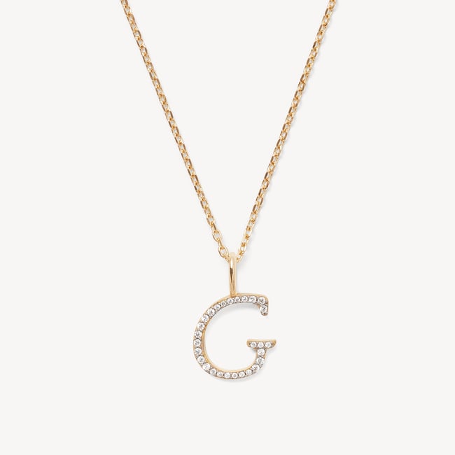 Diamond Initial G Necklace 0.126ct Diamond