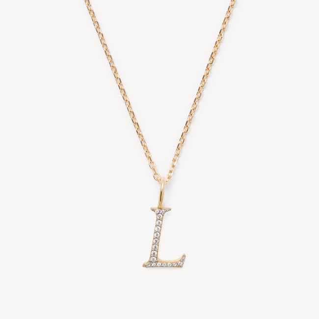 Diamond Initial L Necklace 0.076ct Diamond