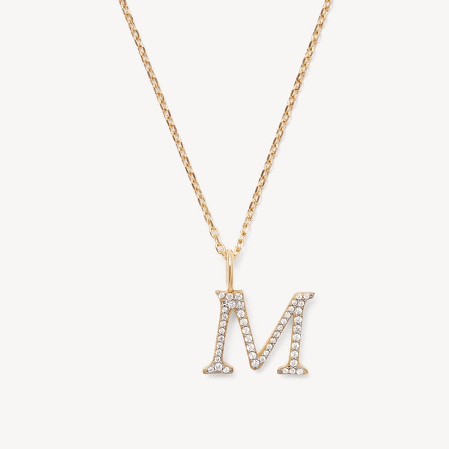 Diamond Initial M Necklace 0.207ct Diamond