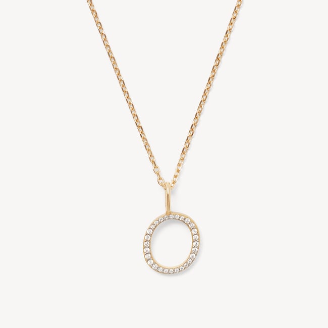 Diamond Initial O Necklace 0.126ct Diamond