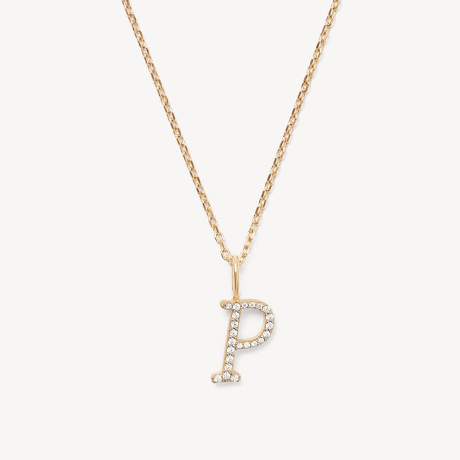 Diamond Initial P Necklace 0.126ct Diamond