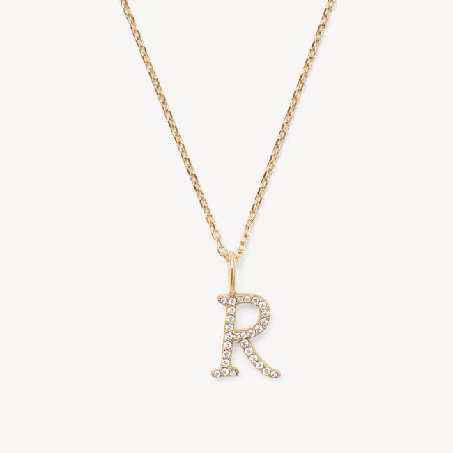 Diamond Initial R Necklace 0.120ct Diamond