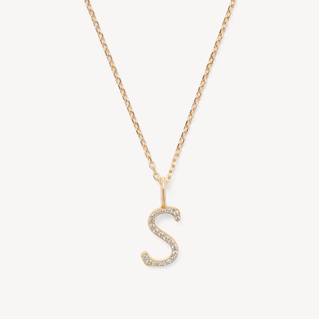 Diamond Initial S Necklace 0.096ct Diamond