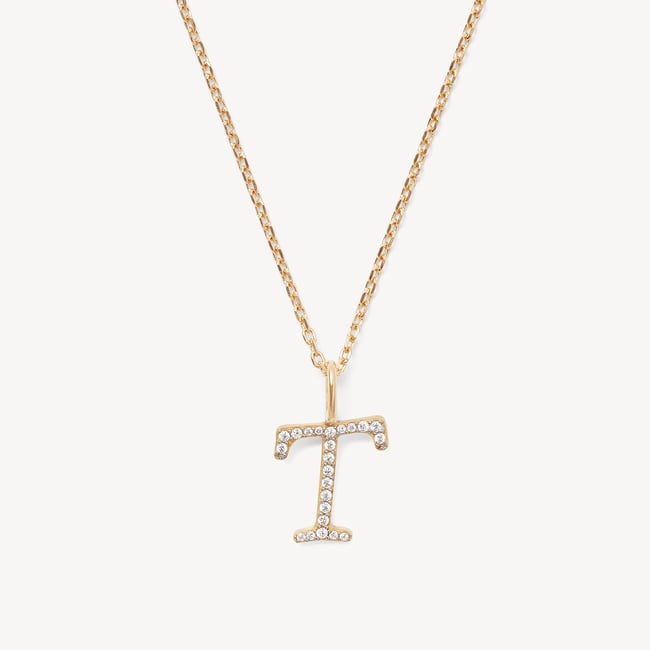 Diamond Initial T Necklace 0.107ct Diamond