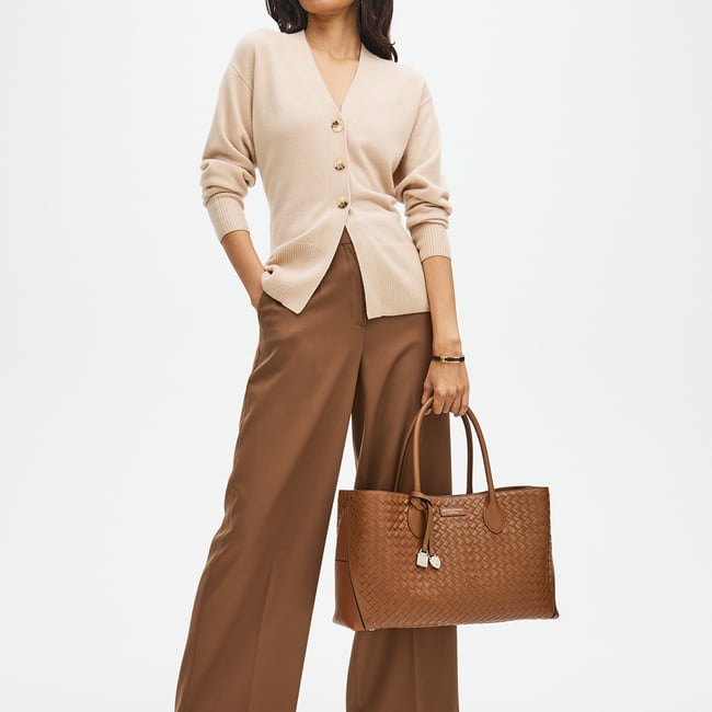 London Tote Tan Woven Leather