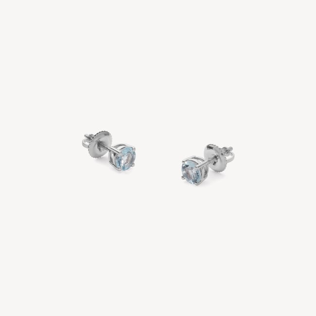 Floating Aquamarine Solitaire Stud Earrings 0.95ct Aquamarine