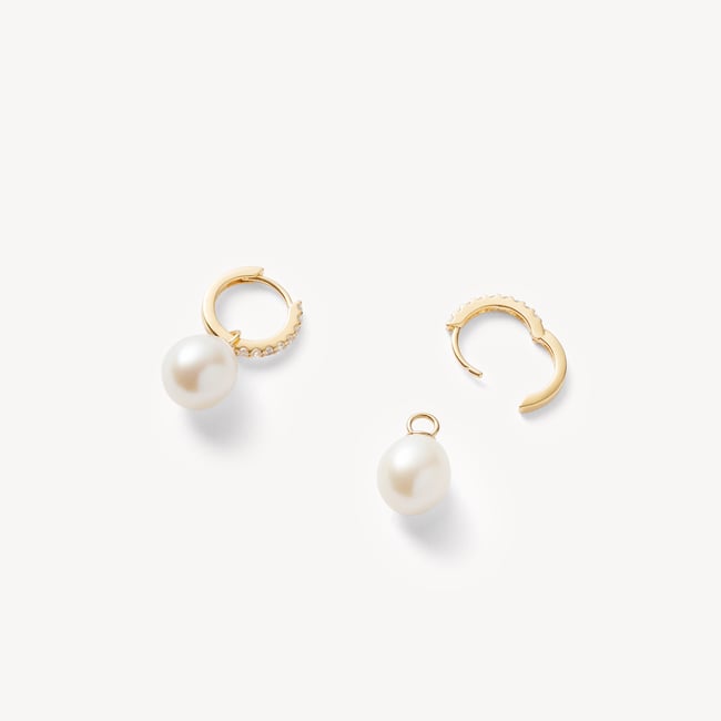 Drop Huggie Earrings 0.16ct Diamond