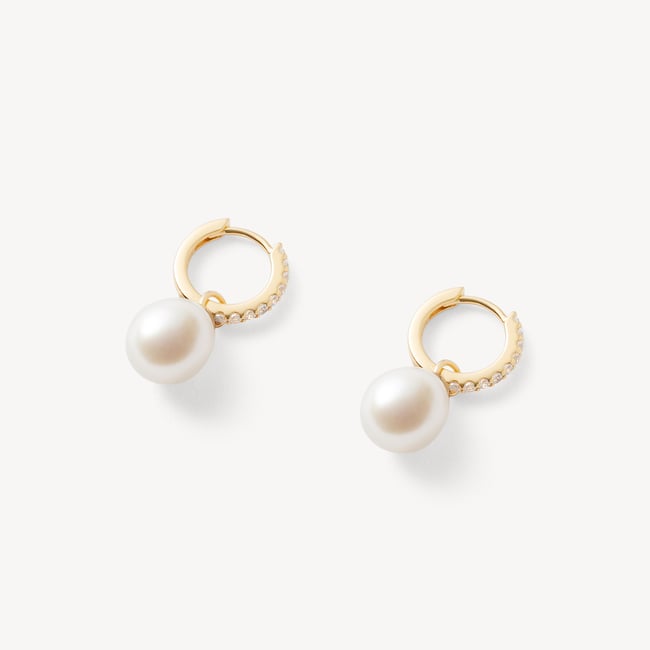 Drop Huggie Earrings 0.16ct Diamond