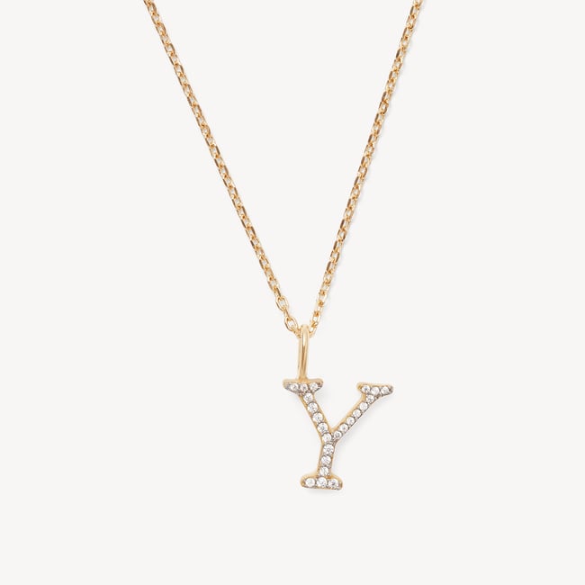 Diamond Initial Y Necklace 0.103ct Diamond