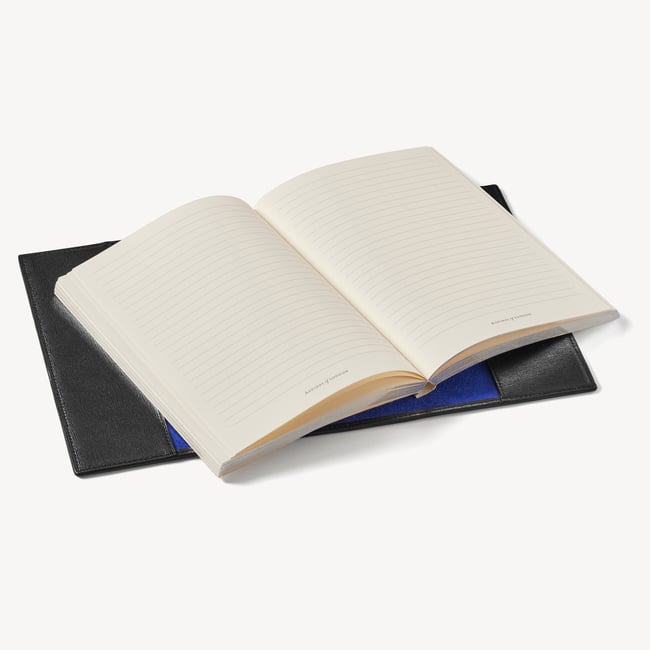 A5 Refillable Luxury Journal Black Saffiano with Soft Suede Lining