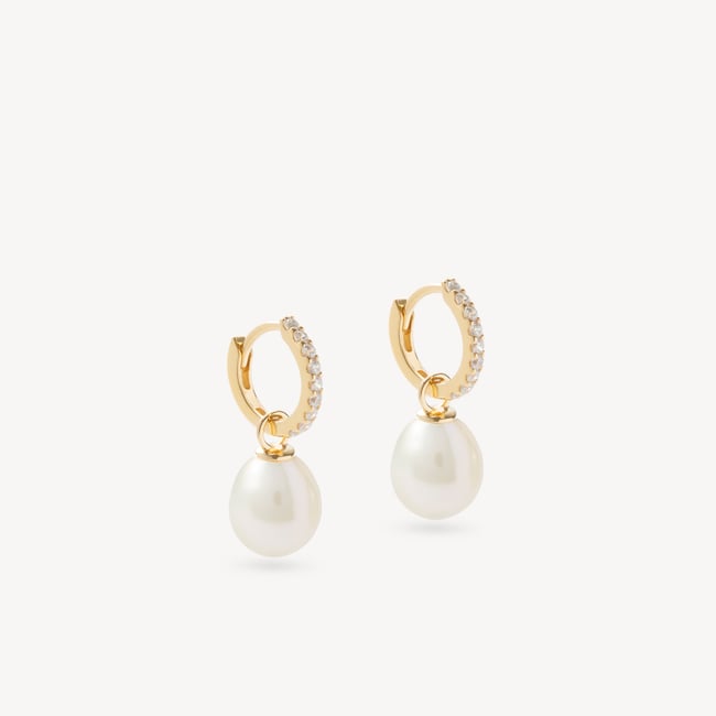 Drop Huggie Earrings 0.16ct Diamond