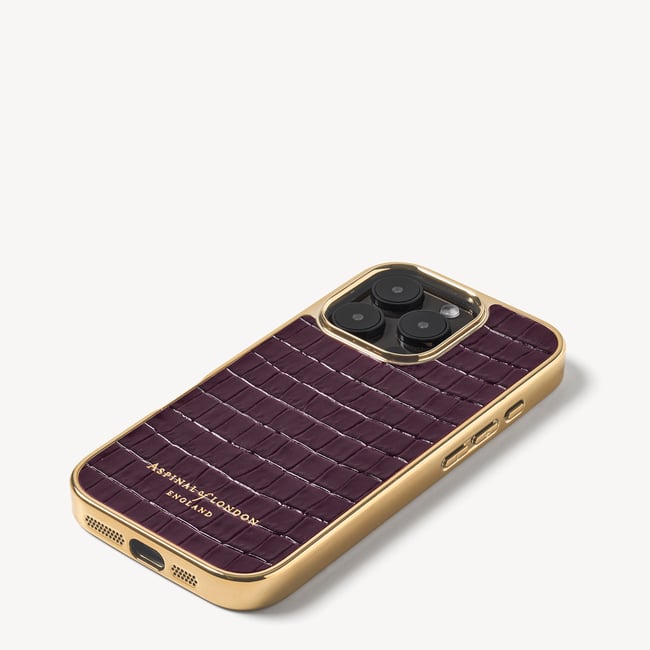 iPhone 16 Pro Case Deep Shine Fig Small Croc