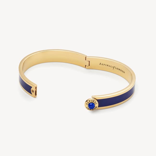 Gemstone Enamel Bangle Navy Enamel, Lapis Lazuli & 18ct Gold Plated