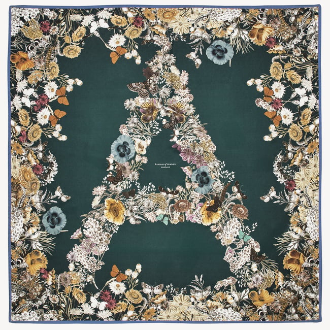 Ombre 'A' Floral Silk Scarf Alpine Green Pure Silk