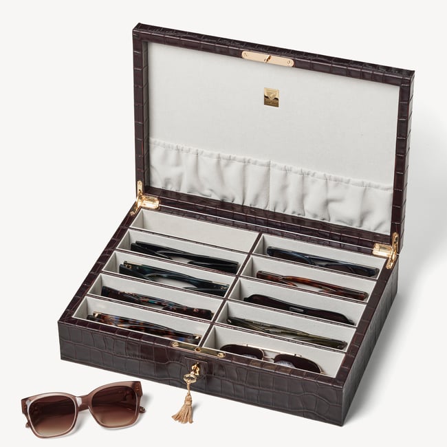Glasses Case Deep Shine Amazon Brown Croc