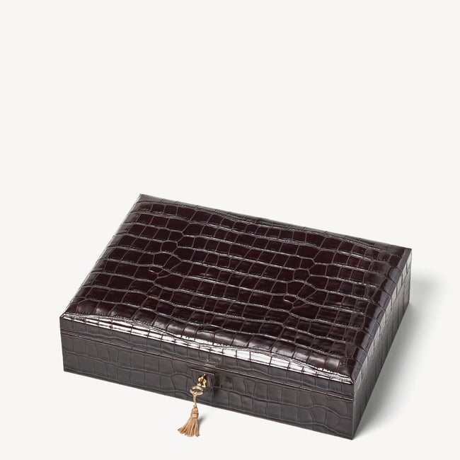 Glasses Case Deep Shine Amazon Brown Croc